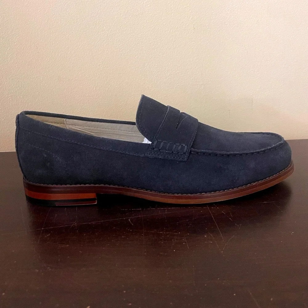 Banana Republic Mens Navy Blue Suede Penny Loafers Dress Shoes 888895 Size 9‎
